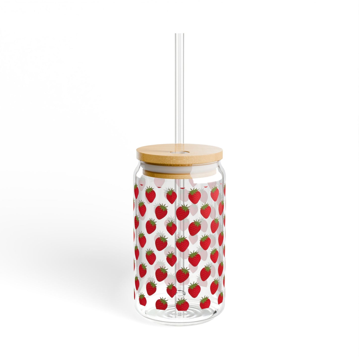 Strawberry - Glass 16oz with Bamboo Lid